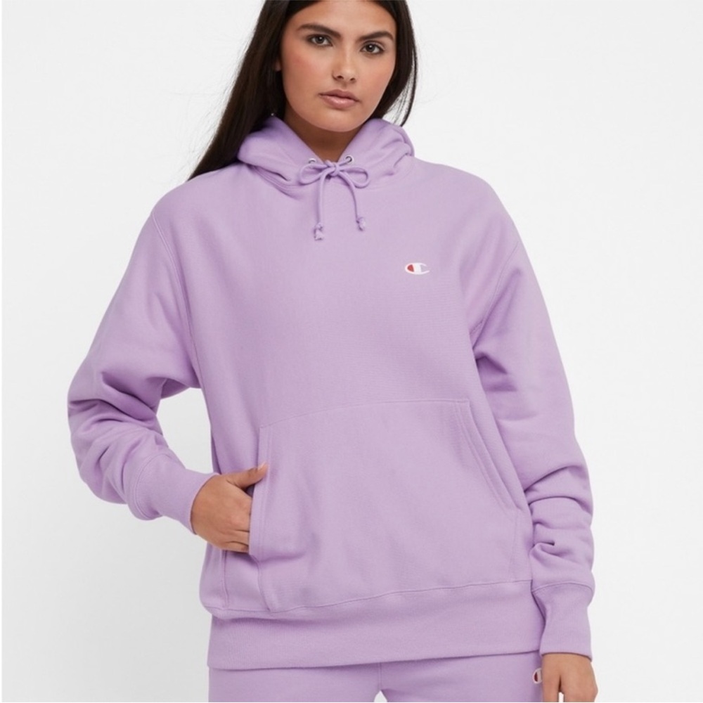 Champion Purple Oversized Reverse Weave Logo Hoodie Sweatshirt Size 2XL